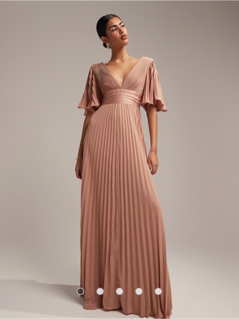 NWOT ASOS Pleated V-Neck Maxi Dress in Dusty Rose
